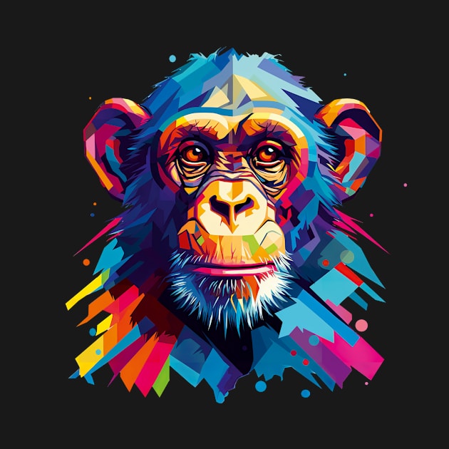 Chimpanzee in Bright Colours by Geminiartstudio