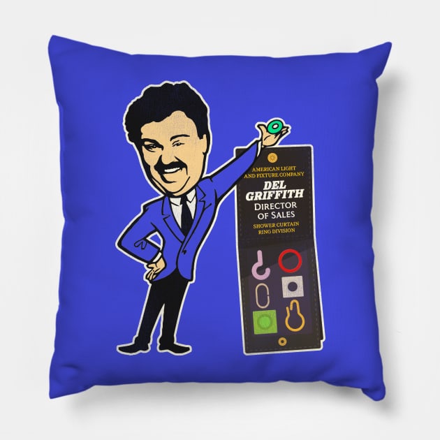 Del Griffith Director of Sales Shower Curtain Ring Division Pillow by darklordpug