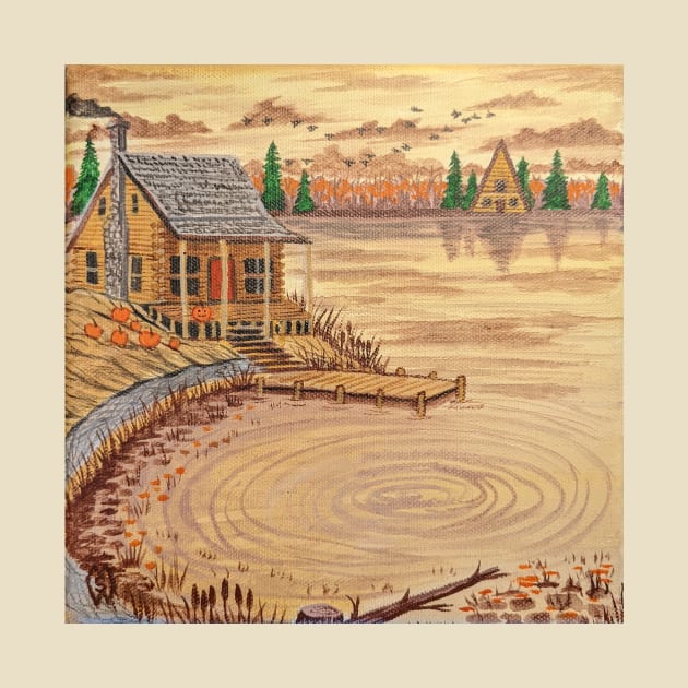 Cabin at the Lake in the Fall Season by Matt Starr Fine Art