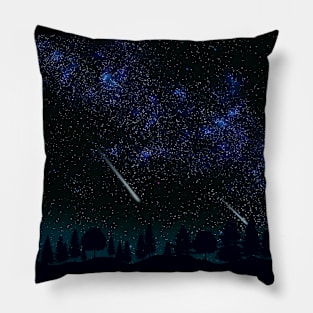 Milky Way, forest and meteor shower Pillow