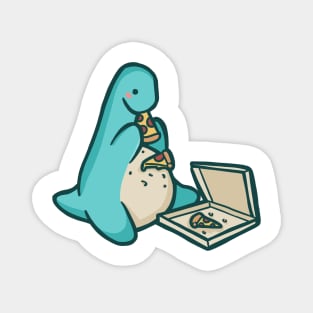 Cute dino with pizza, dinosaur Magnet