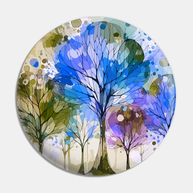 Colorful Purple Blue Abstract Trees Pin by Siha Arts