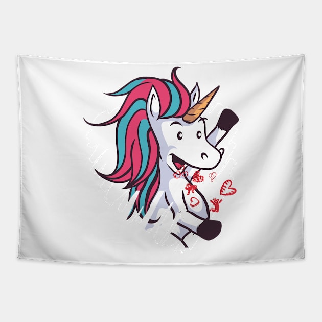 Cute Unicorn Valentine Heart day Valentine's Day for Women Girls Tapestry by barranshirts