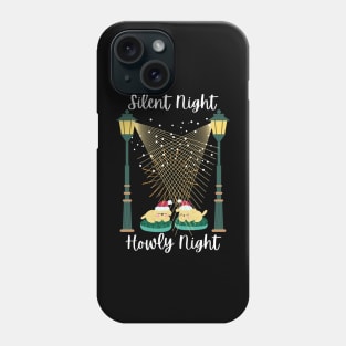 Silent Night Howly Night Two Puppies with Christmas Hat Phone Case