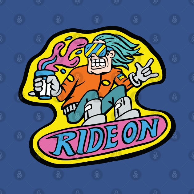 Ride On - crazy neon snowboarder by Cofefe Studio