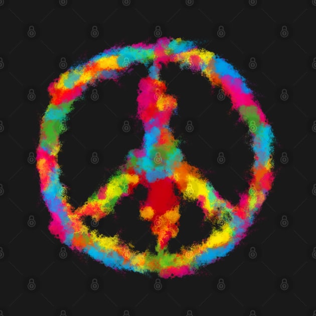 Peace Symbol in Rainbow Watercolors by Hispaniola-Fineart