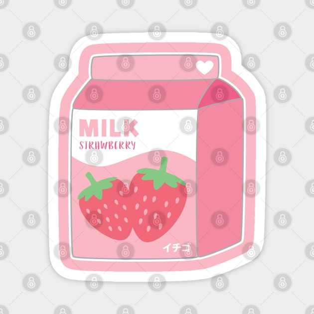 Strawberry Milk Carton Kawaii Cute Strawberries Magnet by CandyMoonDesign