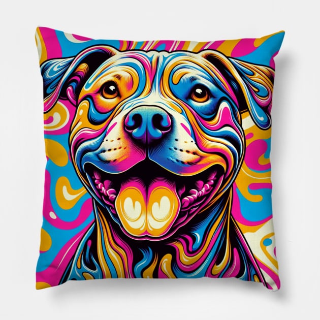 Happy Pit Bull Pillow by CreatingChaos