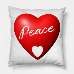 Peace in a 3D red heart Pillow
