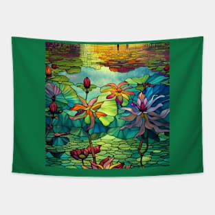 Stained Glass Lotus Lake Tapestry