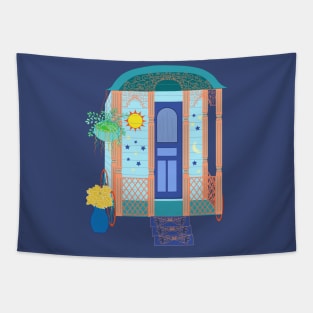 Happy Caravan blue Tapestry