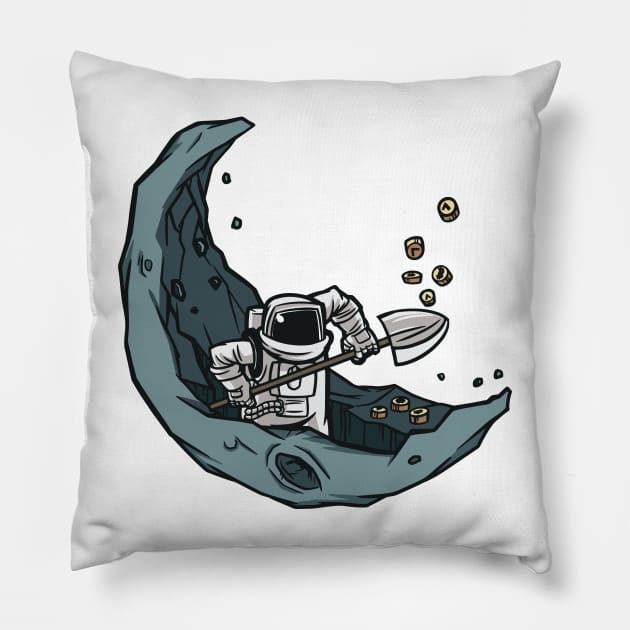 Crypto Mining To the Moon Bitcoin Merch Pillow by Popculture Tee Collection