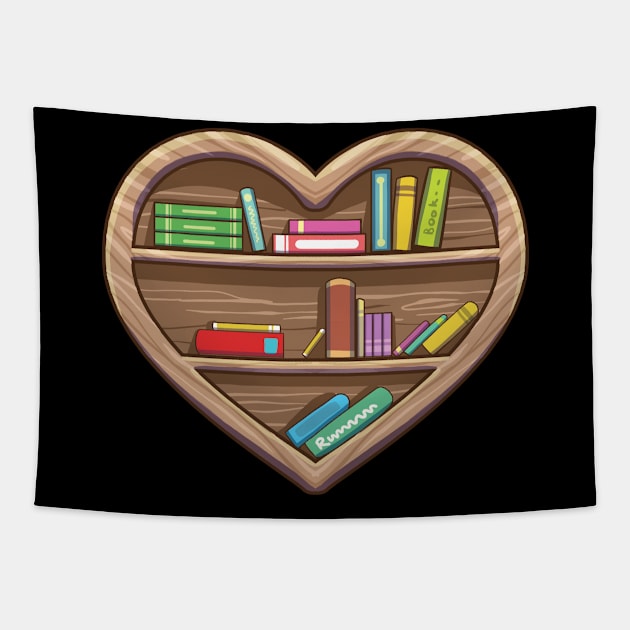 Book Lover Heart Shape Reading Hobby Fan Passion Tapestry by Funnyawesomedesigns