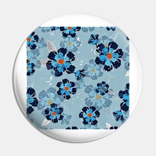 Vintage Navy Flower Pattern Pin