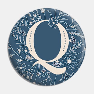 Botanical Letter Q (Lake Blue) Pin