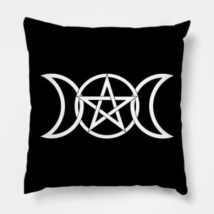 Triple Moon Goddess White Pillow