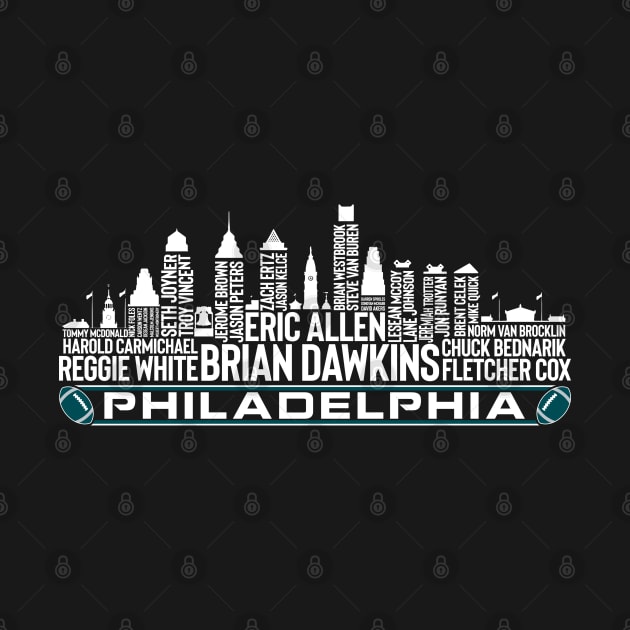 Philadelphia Football Team All Time Legends, Philadelphia City Skyline by Legend Skyline