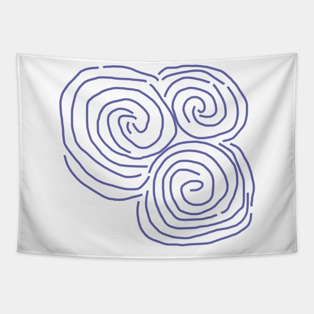 Celtic Spiral Irish Roots Very Peri Line Drawing Tapestry by ellenhenryart