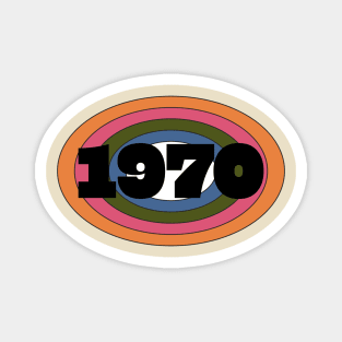 Year 1970 Rainbow Ellipse Vintage Typography Magnet