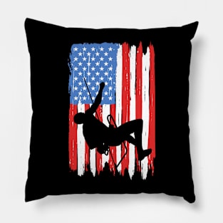 American Flag Climbing Graphic Pillow