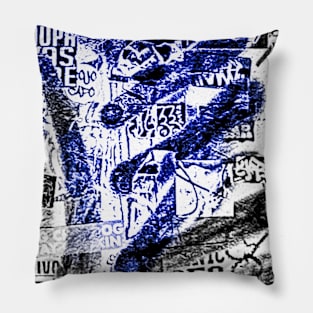 Black Graffiti Blue Street Art NYC Pillow