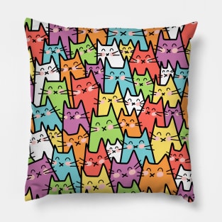 Cat Party - Colorful Pillow