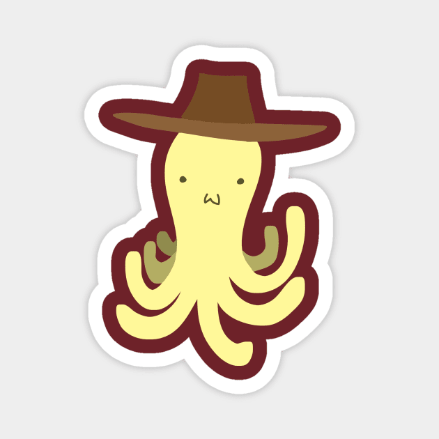 Yellow Octopus - Cowboy Hat Magnet by saradaboru