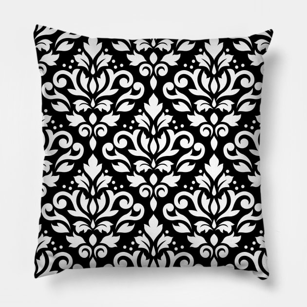 Scroll Damask Pattern WB Pillow by NataliePaskell