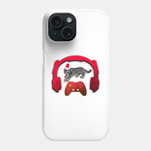 Christmas Tiger - Gaming Music Headphones - Christmas Holiday Gift Phone Case by MaystarUniverse