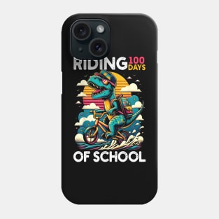 Riding 100 Days Of School Bicycle Cycling Rider Dinosaur, 100 Days Of School Phone Case