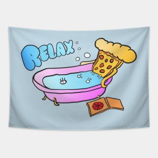 Slice of pizza relaxing in a tub Tapestry