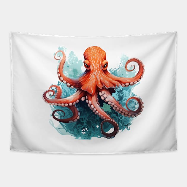 Orange Octopus Tapestry by zooleisurelife