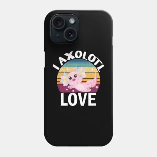 I Axolotl Love Questions of Valentines Day Cute Axolotl Retro Sunset Worn Phone Case