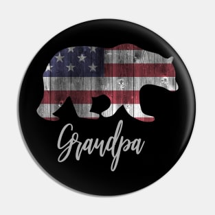 Grandpa Bear 4th of july flag american Pin