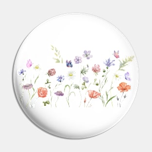 Wildflowers Watercolor, Botanical Flowers, Nature Lover Pin