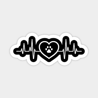 Dog paw heartbeat design in white heart for dog lovers Magnet