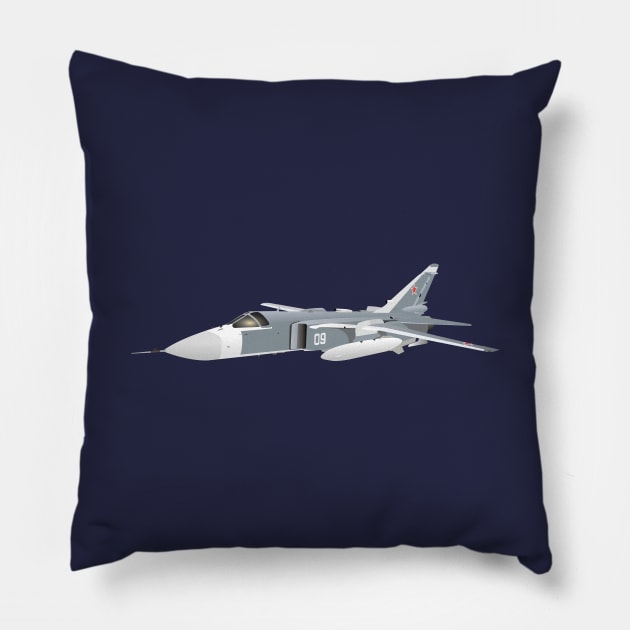 Su-24 Russian Attack Aircraft Pillow by NorseTech