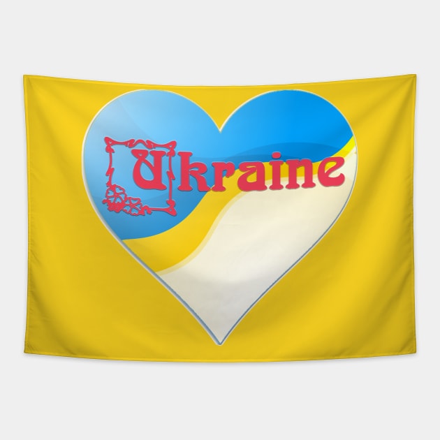 Ukraine heart Tapestry by tashashimaa