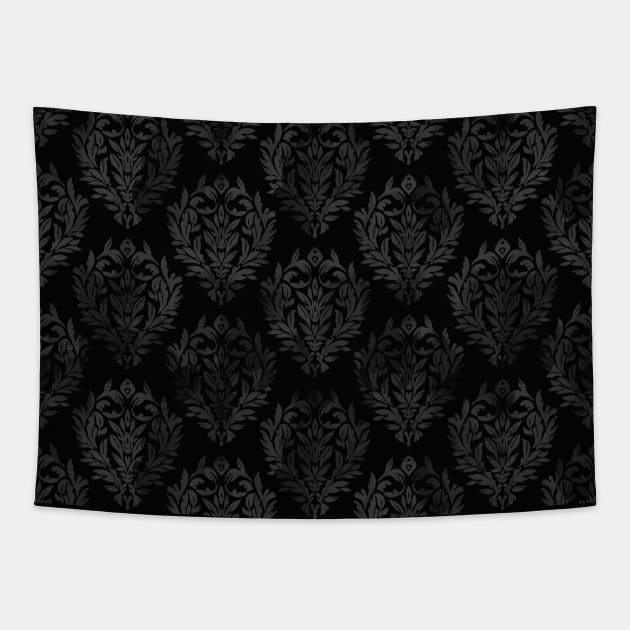 Black Damask Tapestry by yulia-rb