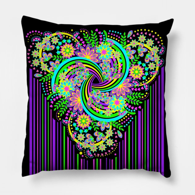 Flowers and Celtic disk ornament Pillow by Artist Natalja Cernecka