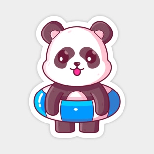 Cute panda with swimming ring summer vacation Magnet