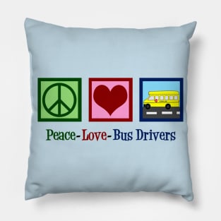 Peace Love School Bus Drivers Pillow