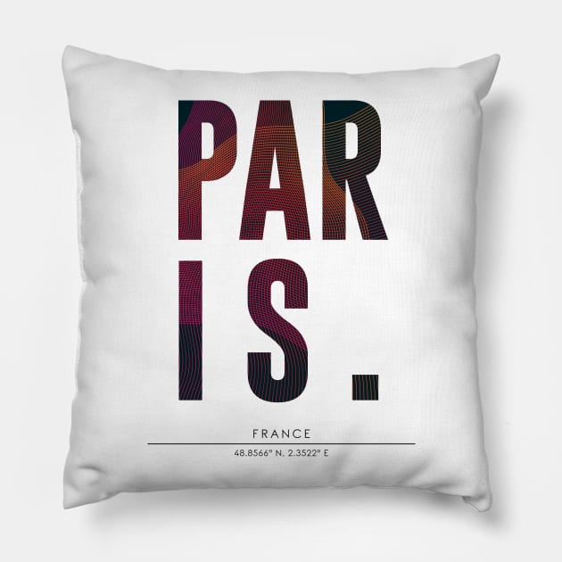 Paris city typography Pillow by StudioGrafiikka