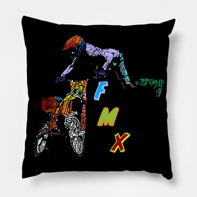 motocross freestyle fmx T-Shirt Pillow by rickylabellevie