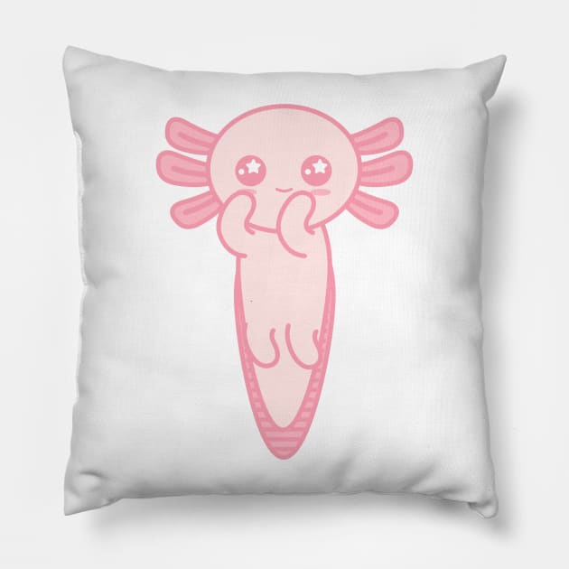 Starstruck Pink Monochrome Axolotl Pillow by maya-reinstein