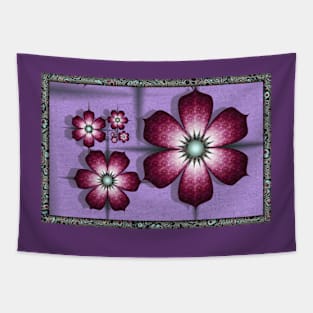 Purple Fractal Flowers Tapestry