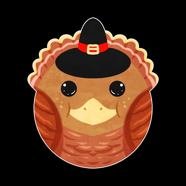 Circle Round Turkey With Pilgrims Hat For Thanksgiving by SinBle