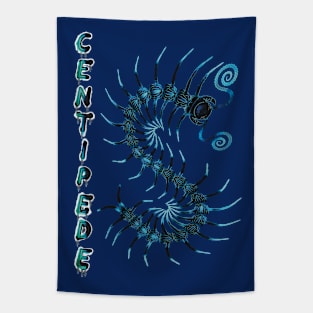 Blue Dotted Centipede with “Centipede” in Spray paint Tapestry