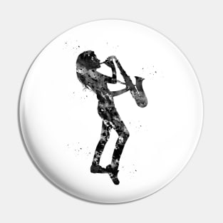 Woman playing saxophone Pin