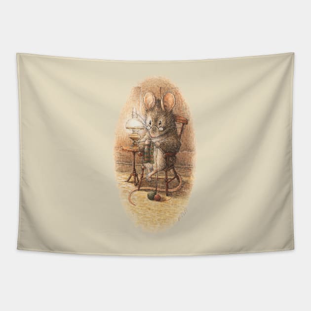 Knitting Mouse - Beatrix Potter Tapestry by forgottenbeauty